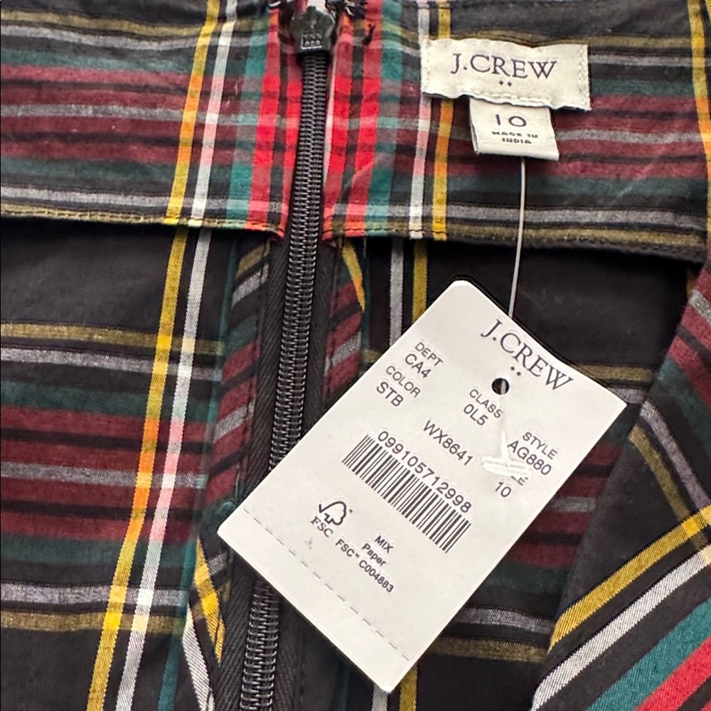 J. Crew Factory Stewart Tartan Plaid V-Neck Wrap Dress Black Sz 10 NWT - Picture 5 of 6
